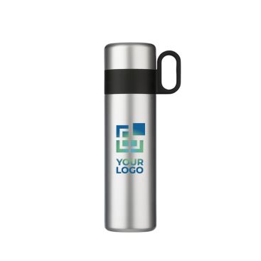 Thermos en acier inoxydable avec tasse et poignée comme bouchon 350ml avec zone d'impression