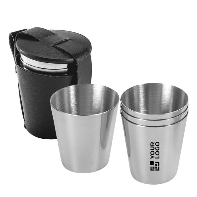 Set de 4 tasses en acier inoxydable publicitaires avec zone d'impression