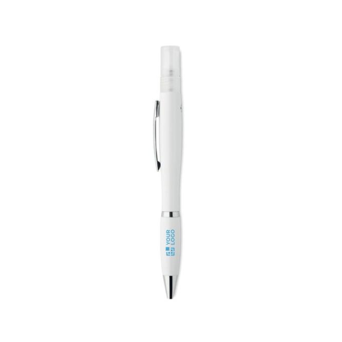 Stylo avec spray pour gel hydroalcoolique avec zone d'impression