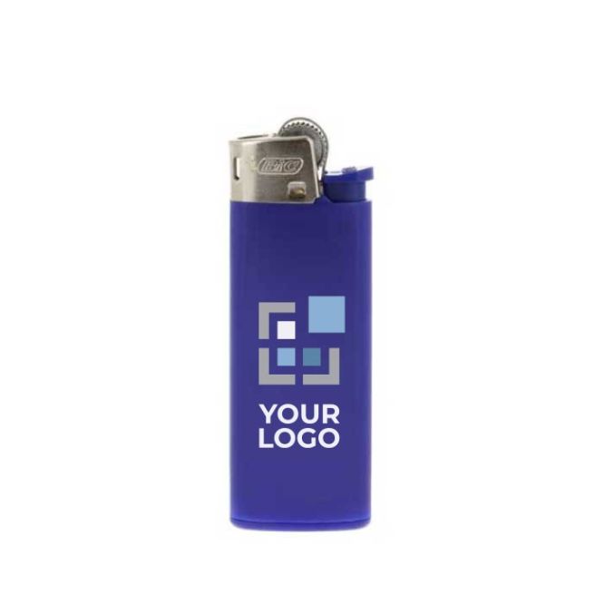 Briquet personnalisable avec le logo couleur bleu marine vue avec logo imprimé