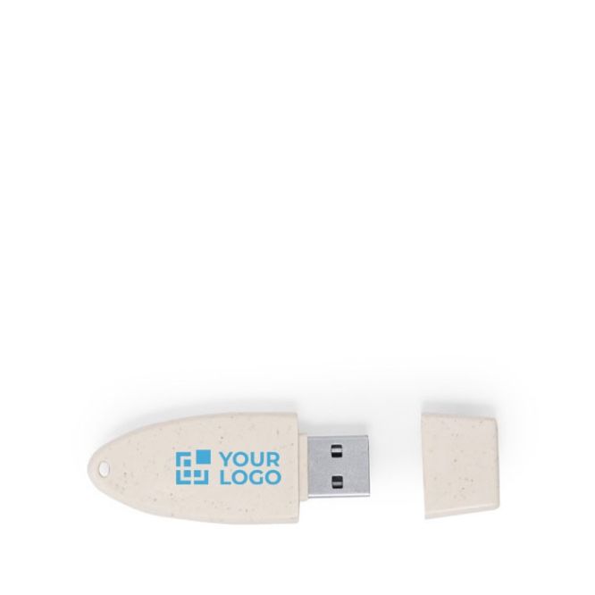 USB écologique avec capuchon en canne de blé avec logo