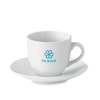 Tasse à café personnalisée avec le logo couleur blanc