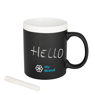Mug amusant avec ardoise et craie couleur blanc