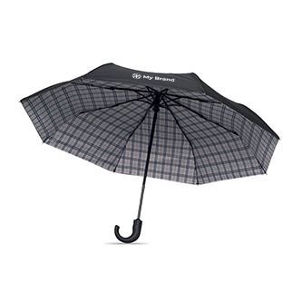 Parapluie pliable anti-vent en pongé avec motif à carreaux, Ø116cm
